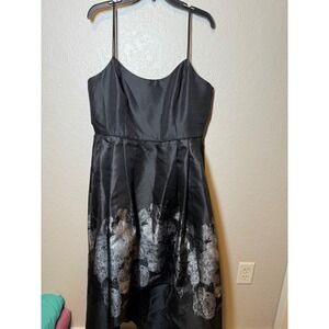 Xscape Black Floral High Low Cocktail Party Dress Women's Size 14